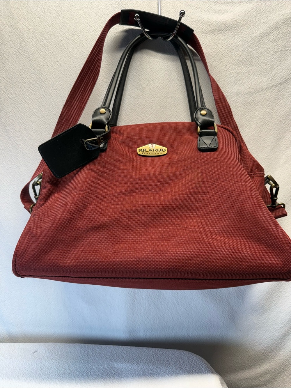 Perfect Travel Bag Ricardo Travel Tote in Burgundy Canvas Crossbody Like New